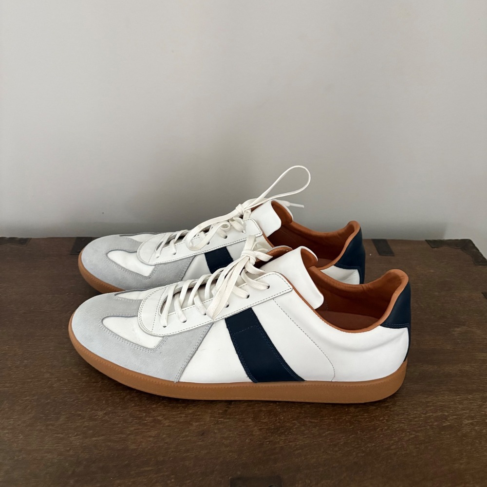 Beckett Simonon Morgen Trainers White Navy Leather GAT Sneakers Mens 12